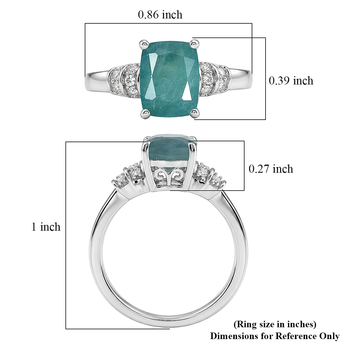 D'Joy Premium Grandidierite and Moissanite 2.65 ctw Ring in Rhodium Over Sterling Silver (Size 7.0) image number 5