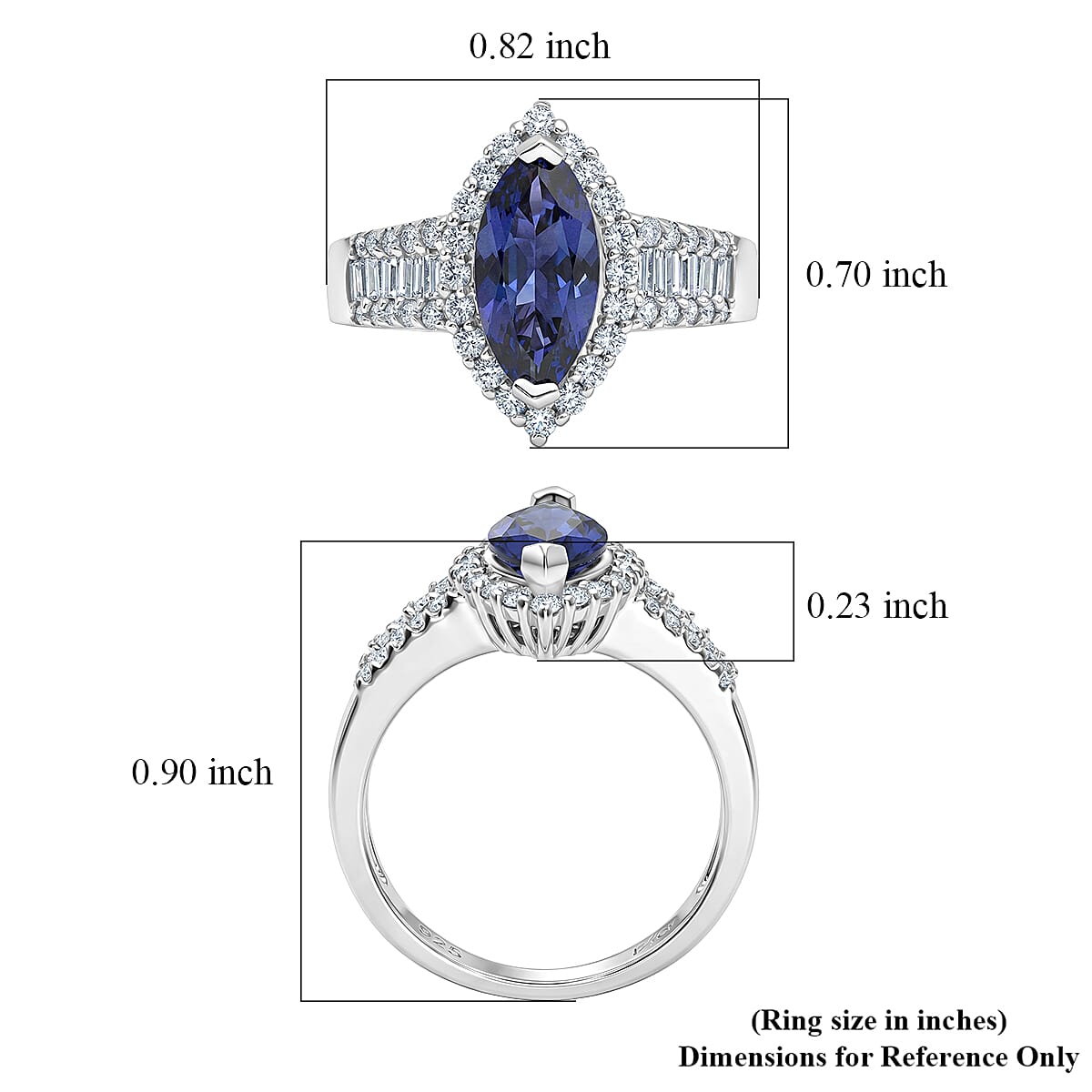 D'Joy Premium Catalina Iolite and Moissanite 2.00 ctw Ring in Rhodium Over Sterling Silver (Size 6.0) image number 5