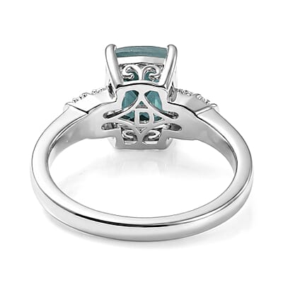 D'Joy Premium Grandidierite and Moissanite 2.65 ctw Ring in Rhodium Over Sterling Silver (Size 8.0)