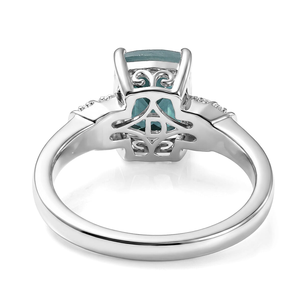 D'Joy Premium Grandidierite and Moissanite 2.65 ctw Ring in Rhodium Over Sterling Silver (Size 9.0)