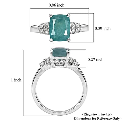 D'Joy Premium Grandidierite and Moissanite 2.65 ctw Ring in Rhodium Over Sterling Silver (Size 9.0)