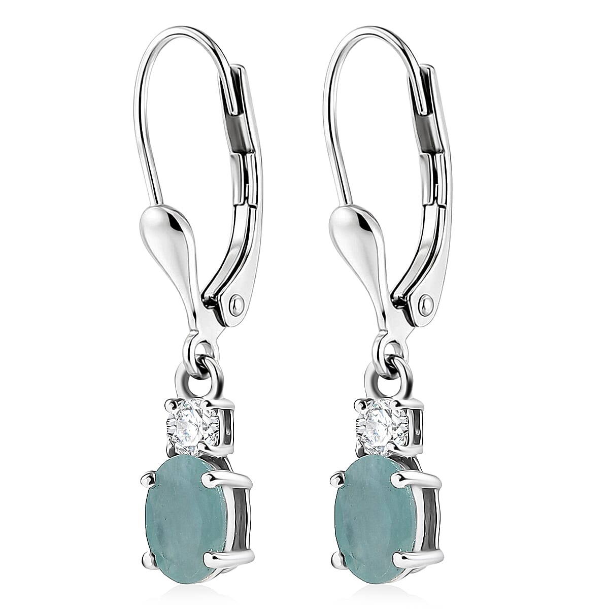 D'Joy Premium Grandidierite and Moissanite 1.10 ctw Earrings in Rhodium Over Sterling Silver image number 3