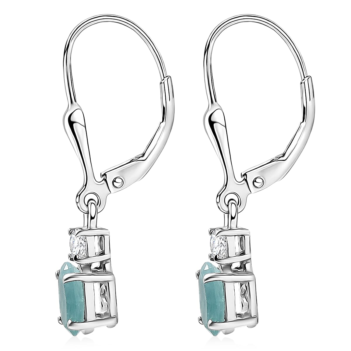 D'Joy Premium Grandidierite and Moissanite 1.10 ctw Earrings in Rhodium Over Sterling Silver image number 4