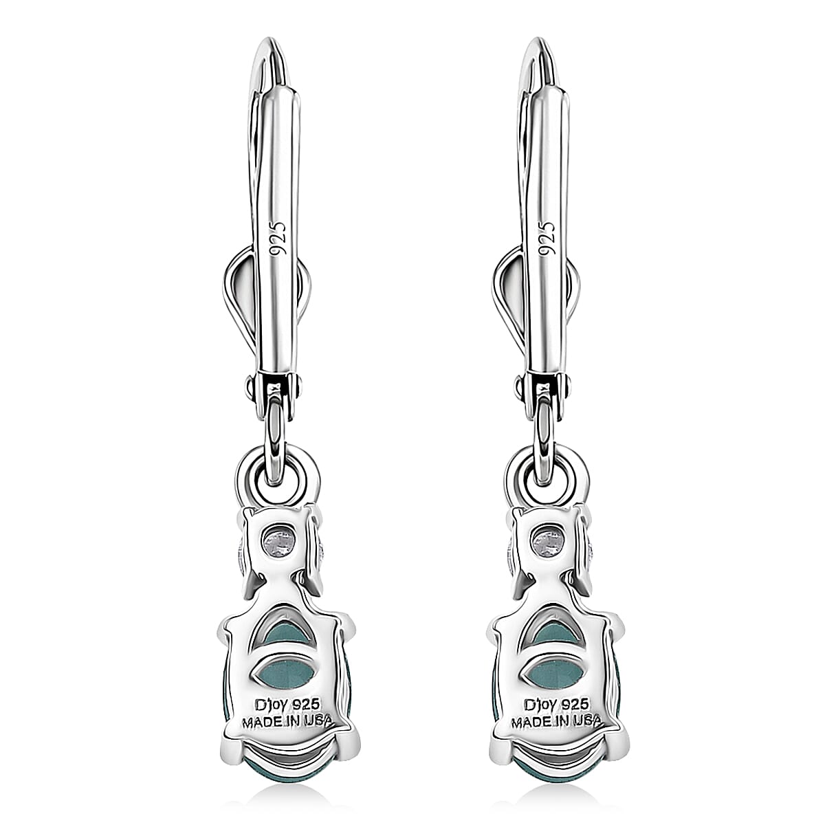 D'Joy Premium Grandidierite and Moissanite 1.10 ctw Earrings in Rhodium Over Sterling Silver image number 5