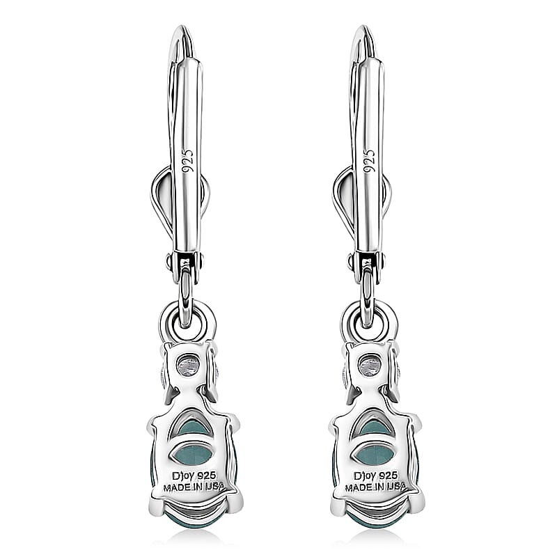 D'Joy Premium Grandidierite and Moissanite 1.10 ctw Timeless Harmony Earrings in Rhodium Over Sterling Silver