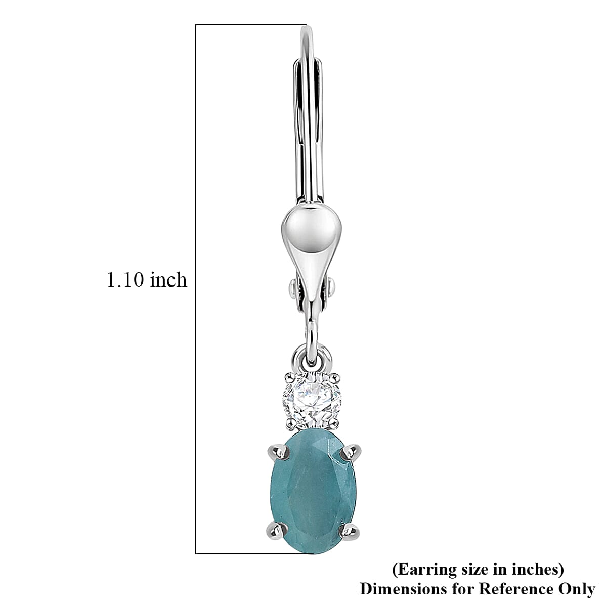 D'Joy Premium Grandidierite and Moissanite 1.10 ctw Earrings in Rhodium Over Sterling Silver image number 6