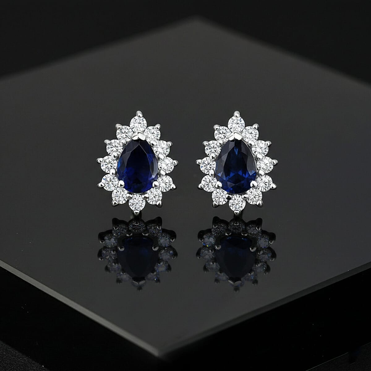 D'Joy Premium Catalina Iolite and Moissanite 2.00 ctw Earrings in Rhodium Over Sterling Silver image number 1