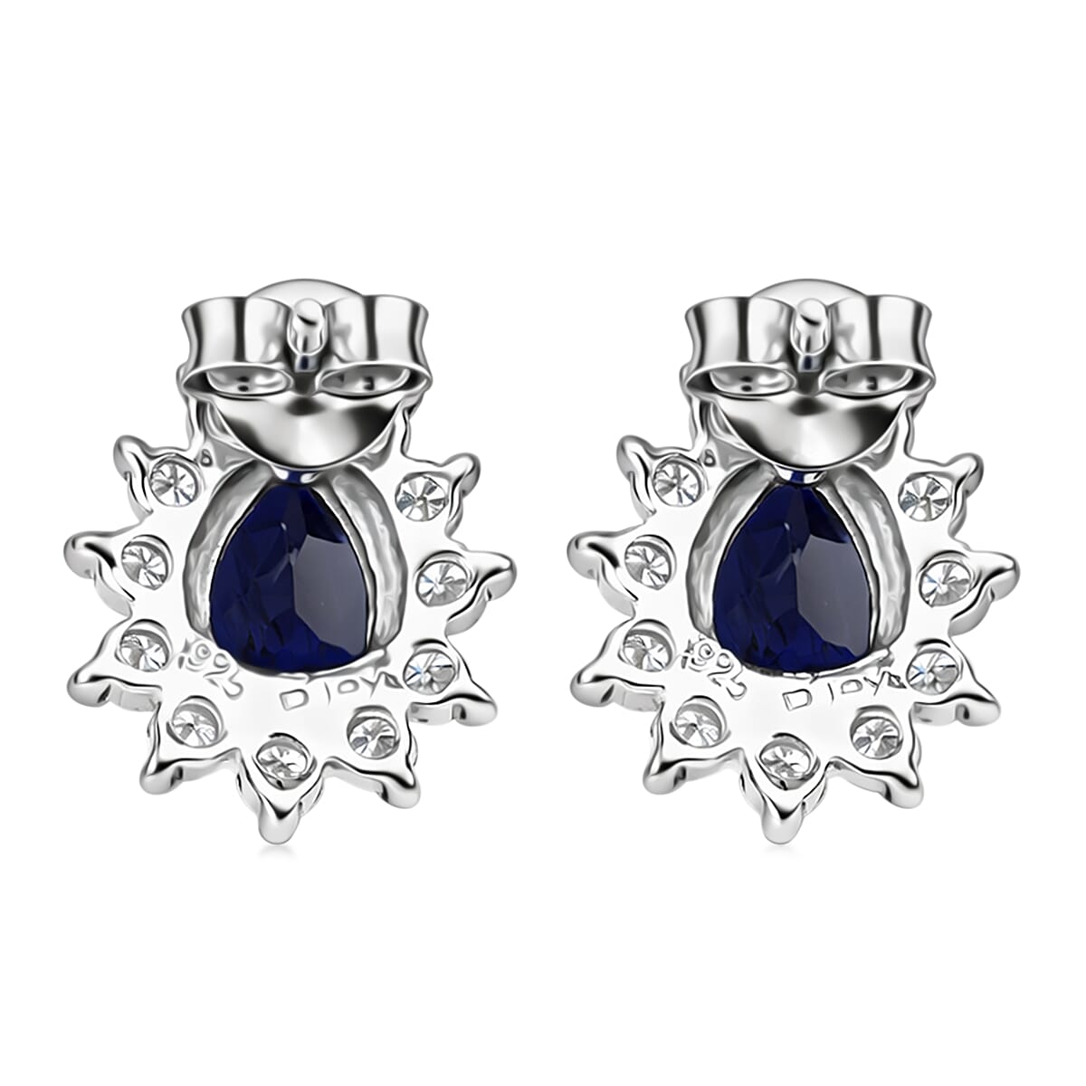 D'Joy Premium Catalina Iolite and Moissanite 2.00 ctw Royal Violet Elegance Earrings in Rhodium Over Sterling Silver