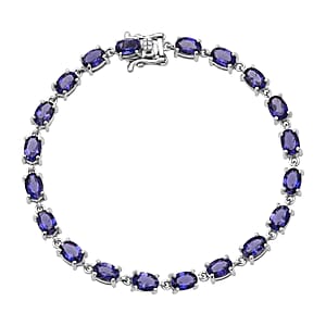 D'Joy Premium Catalina Iolite 8.25 ctw Violet Dynasty Bracelet in Rhodium Over Sterling Silver (7.25 In)