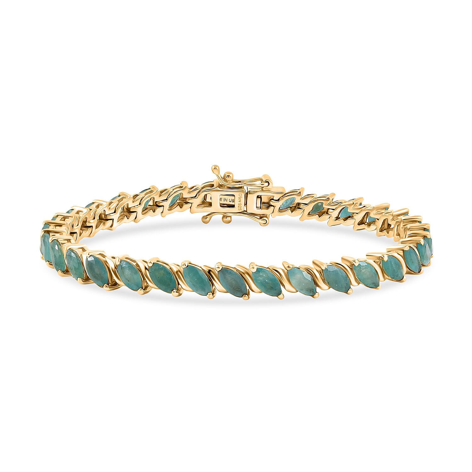 D'Joy Premium Grandidierite 7.40 ctw Legacy Line Bracelet in 18K Vermeil Yellow Gold Over Sterling Silver (6.50 In)