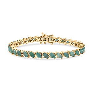 D'Joy Premium Grandidierite 7.40 ctw Legacy Line Bracelet in 18K Vermeil Yellow Gold Over Sterling Silver (6.50 In)