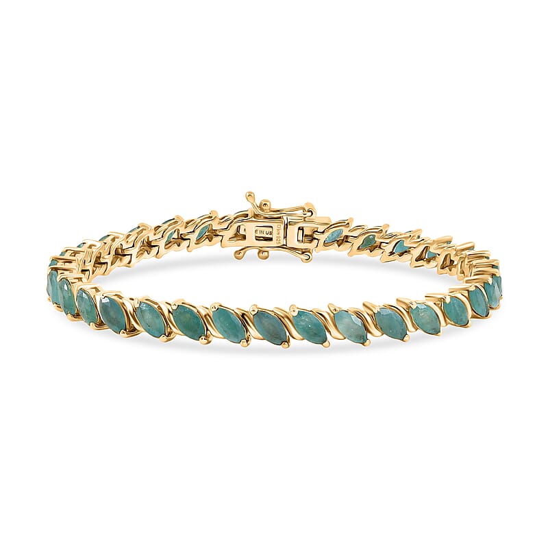 D'Joy Premium Grandidierite 7.40 ctw Legacy Line Bracelet in 18K Vermeil Yellow Gold Over Sterling Silver (6.50 In)