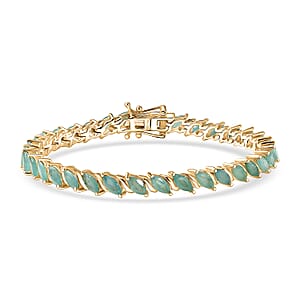 D'Joy Premium Grandidierite 8.40 ctw Bracelet in 18K Vermeil Yellow Gold Over Sterling Silver (7.25 In)