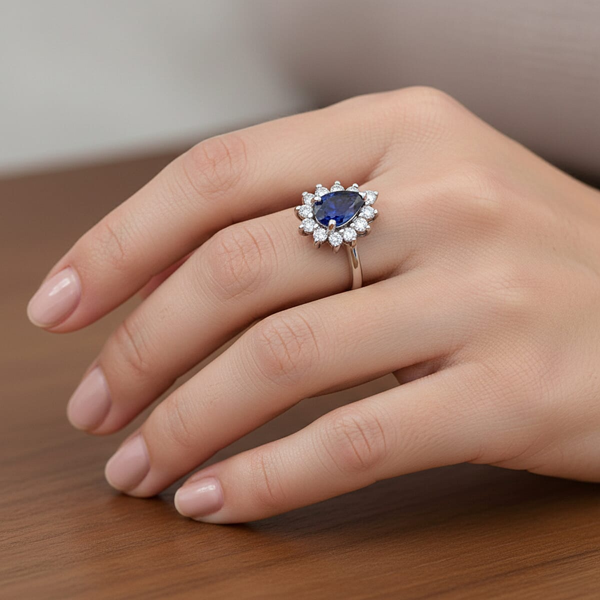 D'Joy Premium Catalina Iolite and Moissanite 1.10 ctw Royal Violet Elegance Ring in Rhodium Over Sterling Silver (Size 8.0) image number 2