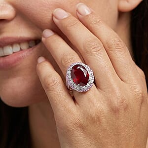 D'Joy Niassa Ruby (FF) and Multi Gemstone 11.80 ctw Fiery Passion Ring in Rhodium Over Sterling Silver (Size 10.0)