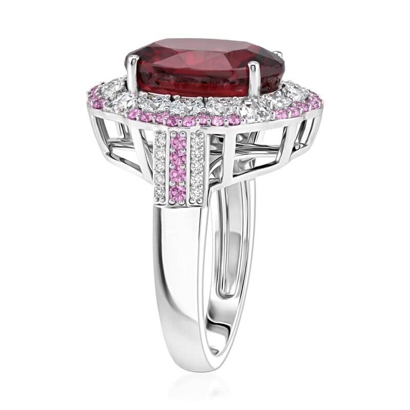 D'Joy Niassa Ruby (FF) and Multi Gemstone 11.80 ctw Fiery Passion Ring in Rhodium Over Sterling Silver (Size 10.0)