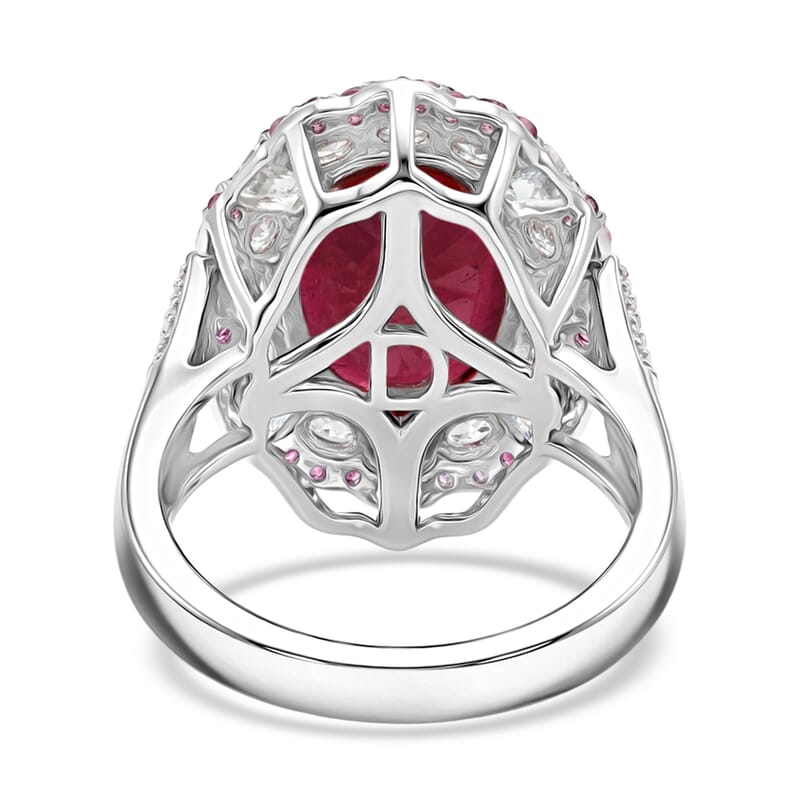 D'Joy Niassa Ruby (FF) and Multi Gemstone 11.80 ctw Fiery Passion Ring in Rhodium Over Sterling Silver (Size 10.0)