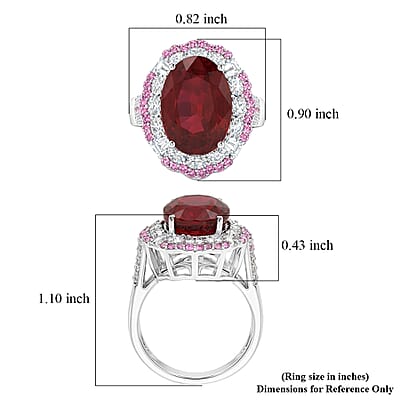 D'Joy Niassa Ruby (FF) and Multi Gemstone 11.80 ctw Ring in Rhodium Over Sterling Silver (Size 11.0)