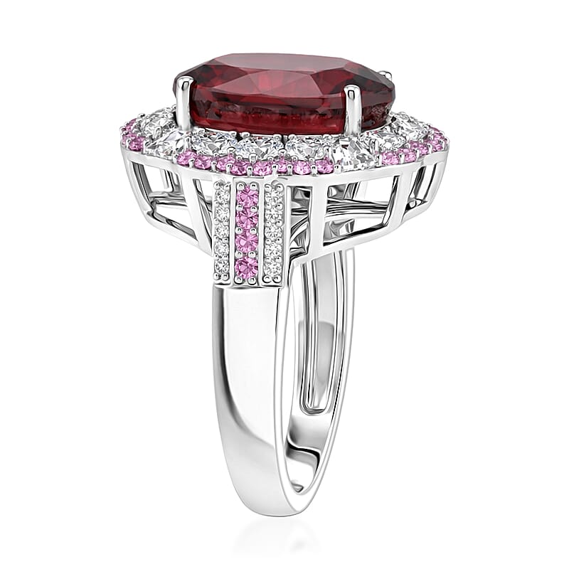 D'Joy Niassa Ruby (FF) and Multi Gemstone 11.80 ctw Fiery Passion Ring in Rhodium Over Sterling Silver (Size 7.0)