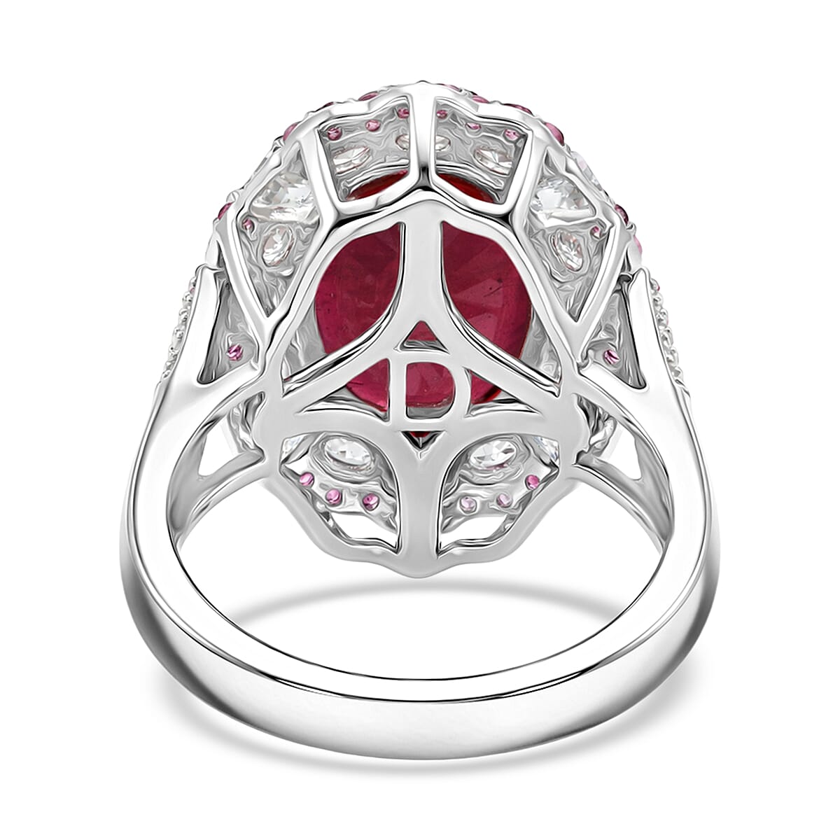 D'Joy Niassa Ruby (FF) and Multi Gemstone 11.80 ctw Ring in Rhodium Over Sterling Silver (Size 7.0) image number 4