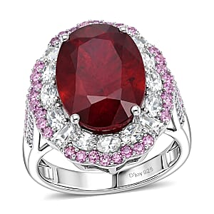 D'Joy Niassa Ruby (FF) and Multi Gemstone 11.80 ctw Fiery Passion Ring in Rhodium Over Sterling Silver (Size 8.0)