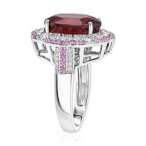 D'Joy Niassa Ruby (FF) and Multi Gemstone 11.80 ctw Fiery Passion Ring in Rhodium Over Sterling Silver (Size 9.0)