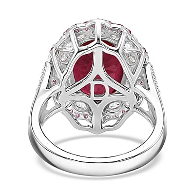 D'Joy Niassa Ruby (FF) and Multi Gemstone 11.80 ctw Fiery Passion Ring in Rhodium Over Sterling Silver (Size 9.0)
