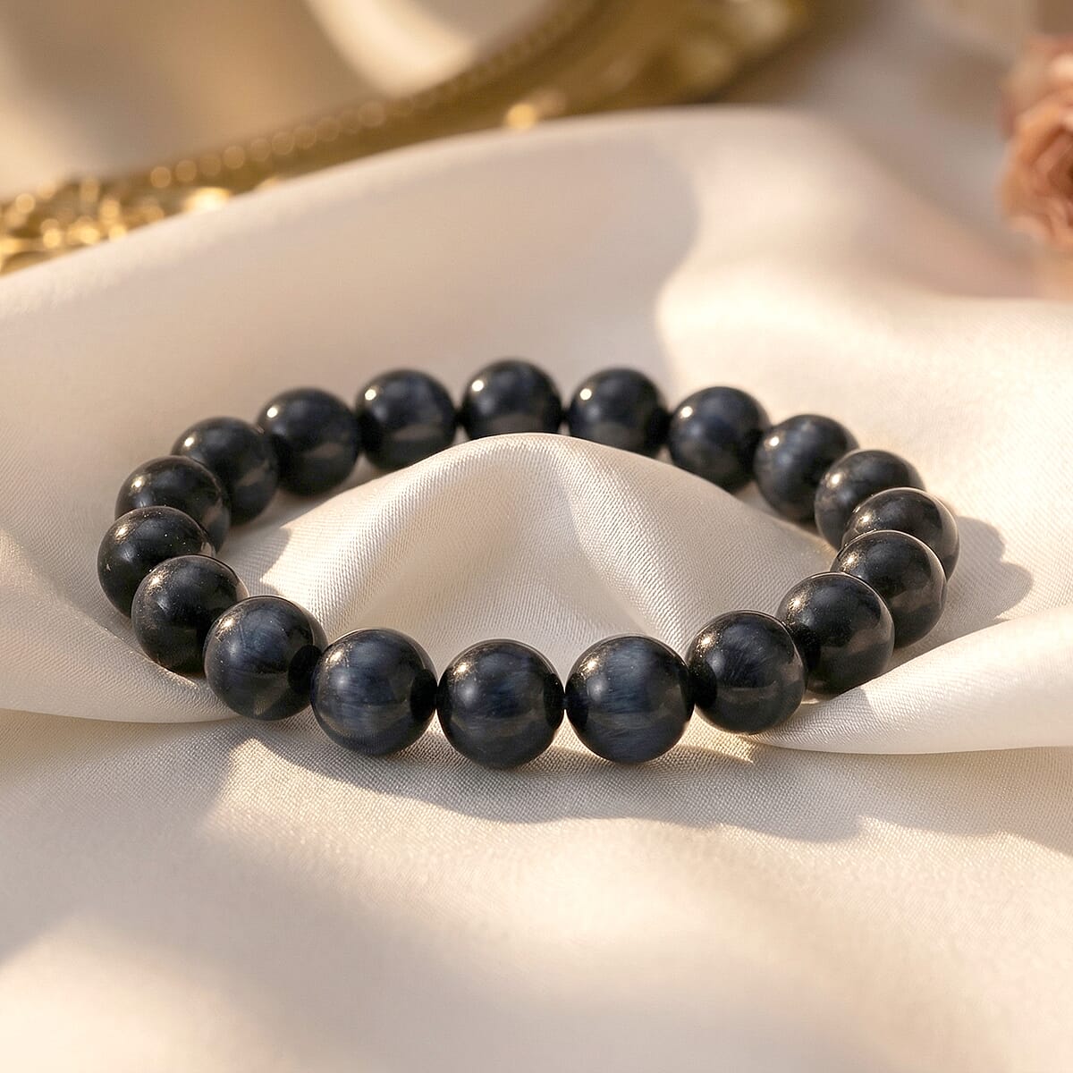 Blue Chalcedony Enhanced 310.00 ctw Beaded Stretch Bracelet image number 1