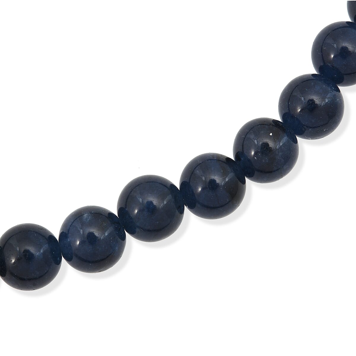 Blue Chalcedony Enhanced 310.00 ctw Beaded Necklace (18 Inches) in Sterling Silver image number 3