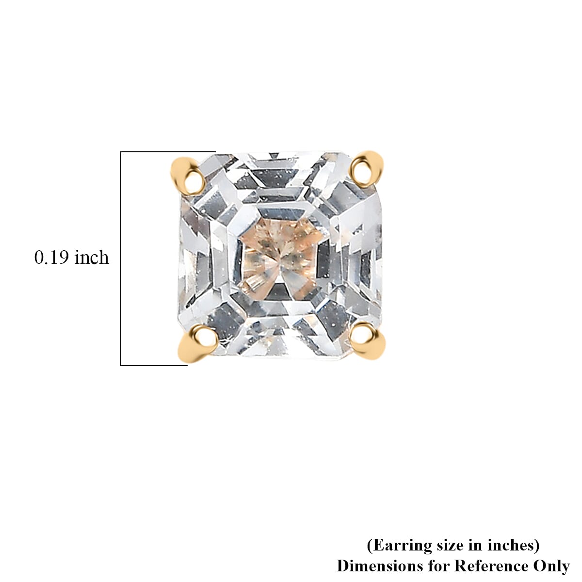 Premium Asscher Cut White Topaz 2.10 ctw Classic Crest Earrings in 10K Yellow Gold (Del. in 8-10 Days) image number 4