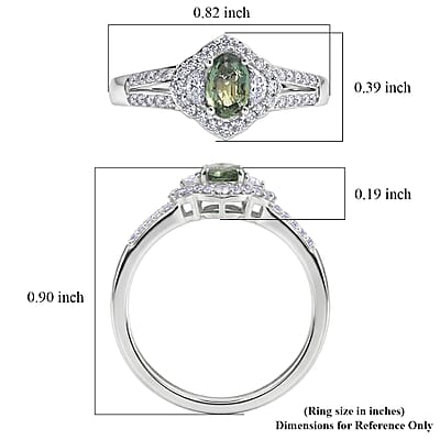 D'Joy Premium Milanoa Green Sapphire and White Zircon 1.15 ctw Emerald Bloom Ring in Rhodium Over Sterling Silver (Size 10.0)