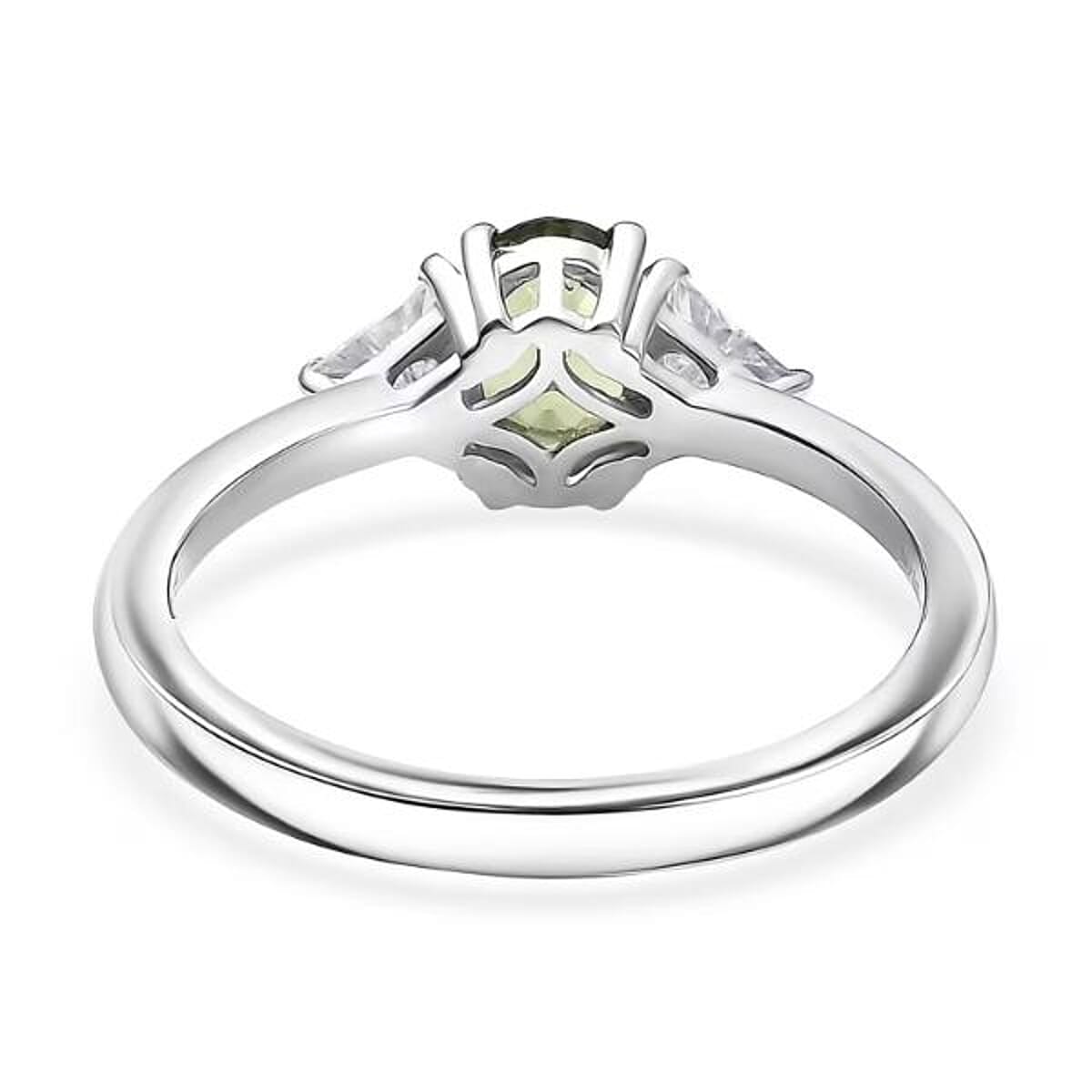 D'Joy Premium Milanoa Green Sapphire and Moissanite 1.40 ctw Evergreen Love Ring in Rhodium Over Sterling Silver (Size 10.0) image number 6