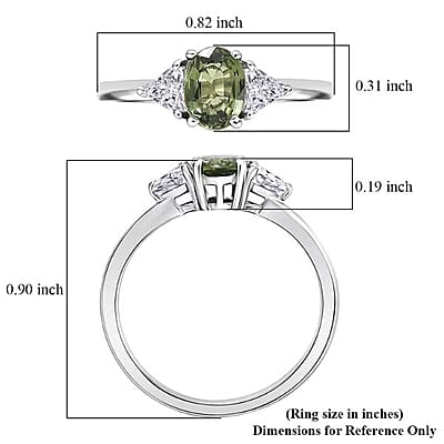 D'Joy Premium Milanoa Green Sapphire and Moissanite 1.40 ctw Evergreen Love Ring in Rhodium Over Sterling Silver (Size 5.0)
