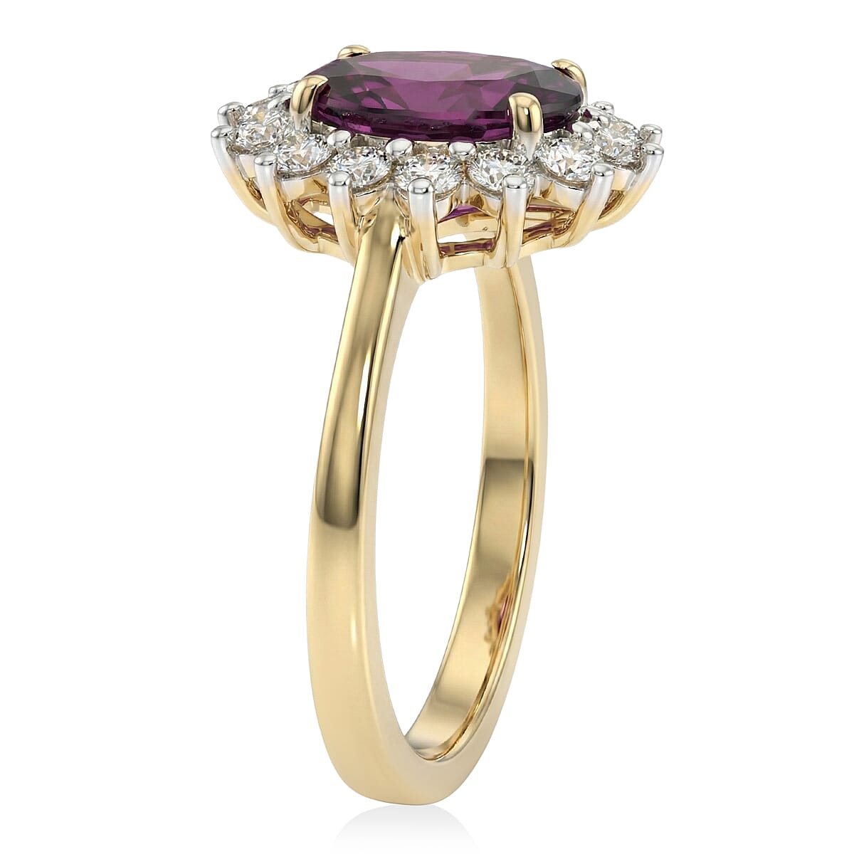AAA Radiant Ember Garnet and Luxuriant Lab Grown Diamond E-F VS 2.50 ctw Ring in 10K Yellow Gold (Size 6.0) image number 3
