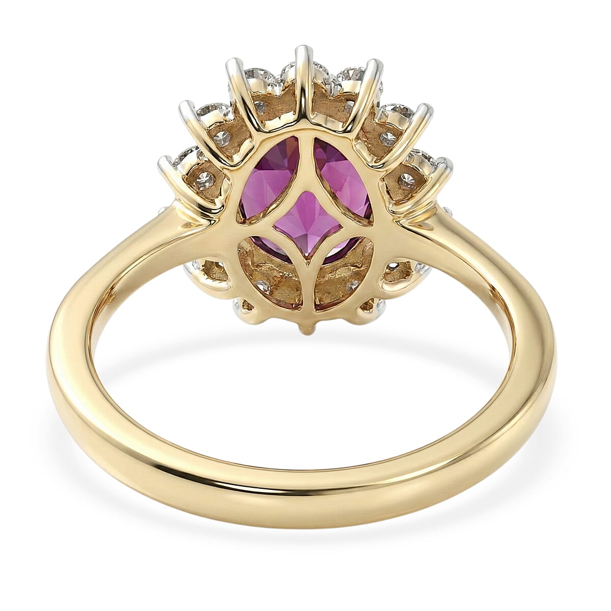 AAA Radiant Ember Garnet and Luxuriant Lab Grown Diamond E-F VS 2.50 ctw Ring in 10K Yellow Gold (Size 6.0) image number 4