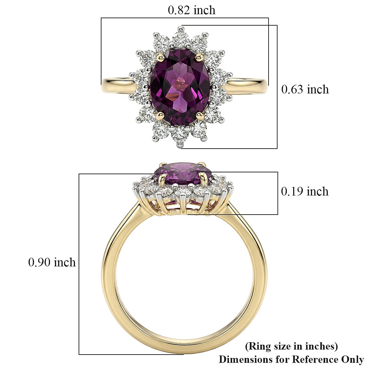 AAA Radiant Ember Garnet and Luxuriant Lab Grown Diamond E-F VS 2.50 ctw Ring in 10K Yellow Gold (Size 6.0) image number 5
