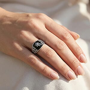 D'Joy Passport to Israel Artisan Crafted Elite Shungite and White Zircon 2.85 ctw Ring in Sterling Silver (Size 7.0)