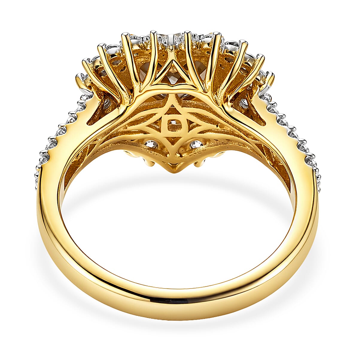 Certified & Appraised D'Joy Premium Turkizite and Moissanite 2.40 ctw Heart Ring in 18K Vermeil Yellow Gold Over Sterling Silver (Size 7.0) image number 4