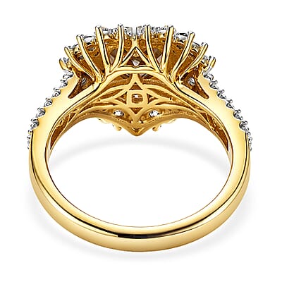 Certified & Appraised D'Joy Premium Turkizite and Moissanite 2.40 ctw Heart Ring in 18K Vermeil Yellow Gold Over Sterling Silver (Size 8.0)