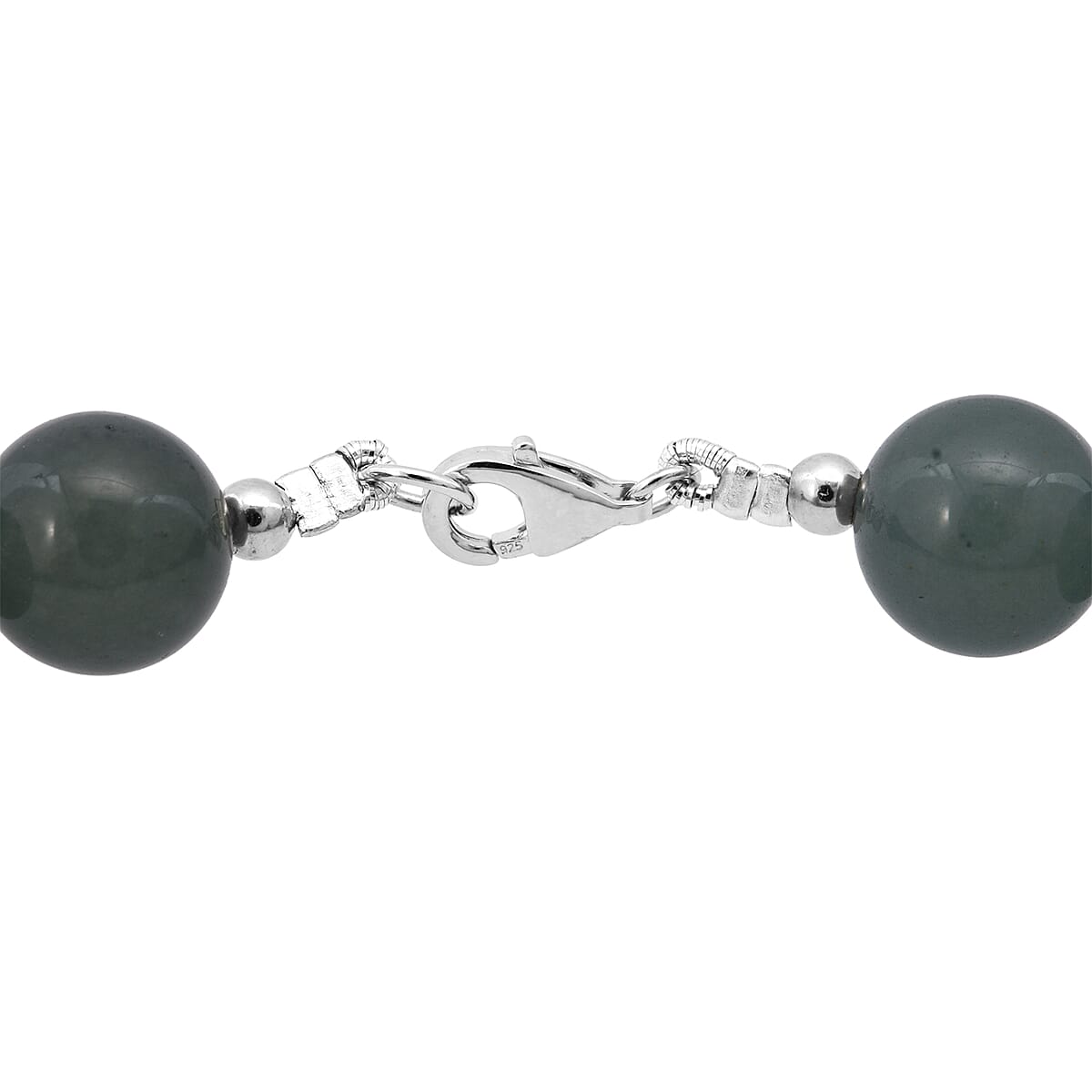 Green Chalcedony (D) 315.00 ctw Beaded Necklace in Sterling Silver (18 Inches) image number 4