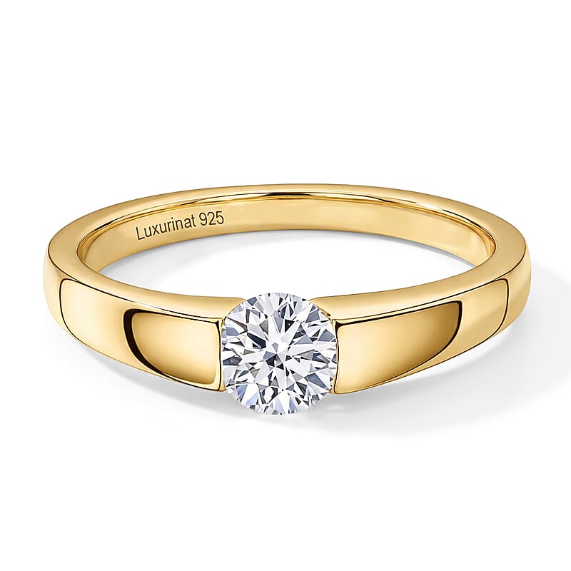 Luxuriant Lab Grown Diamond G-H SI 0.50 ctw Solitaire Ring in 18K Vermeil Yellow Gold Over Sterling Silver (Size 10.0)
