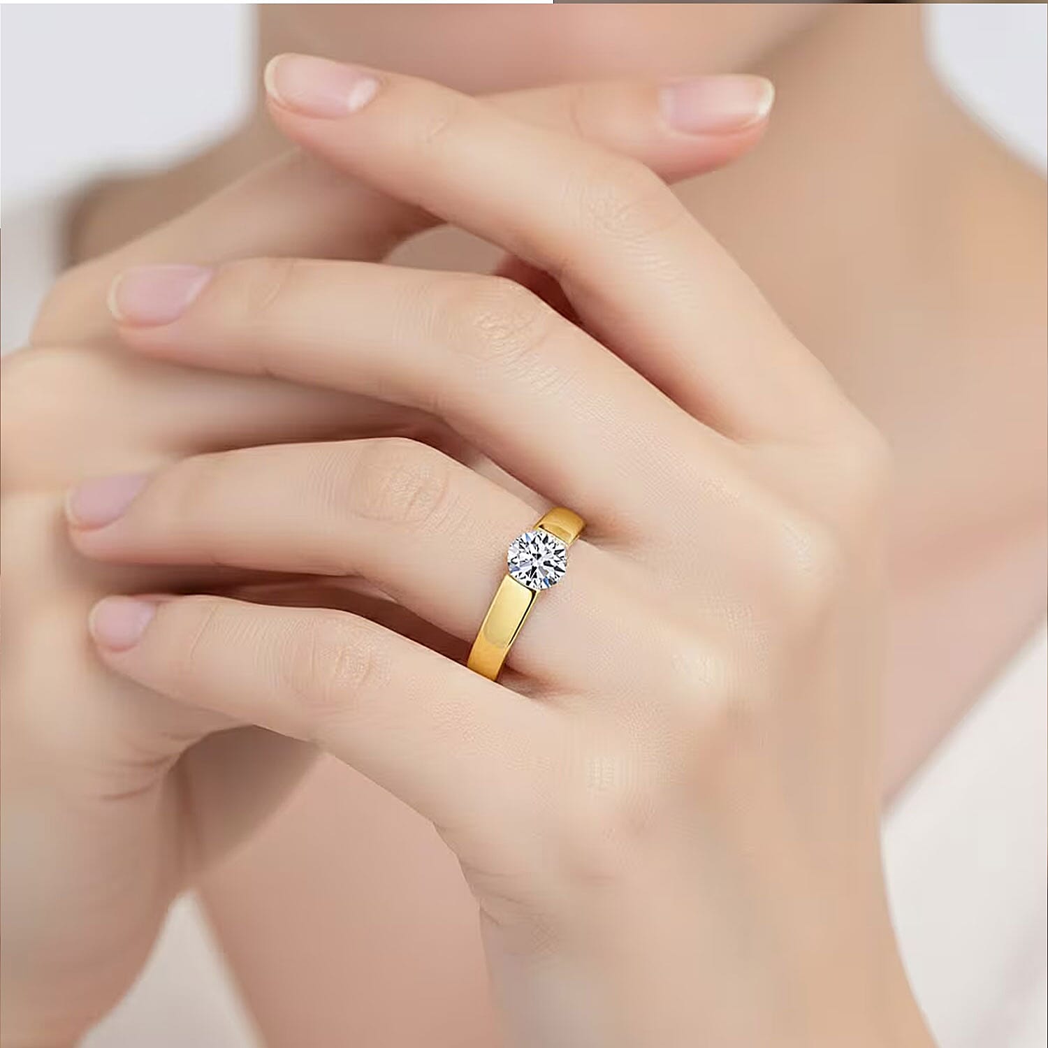 Luxuriant Lab Grown Diamond G-H SI 0.50 ctw Solitaire Ring in 18K Vermeil Yellow Gold Over Sterling Silver (Size 10.0)