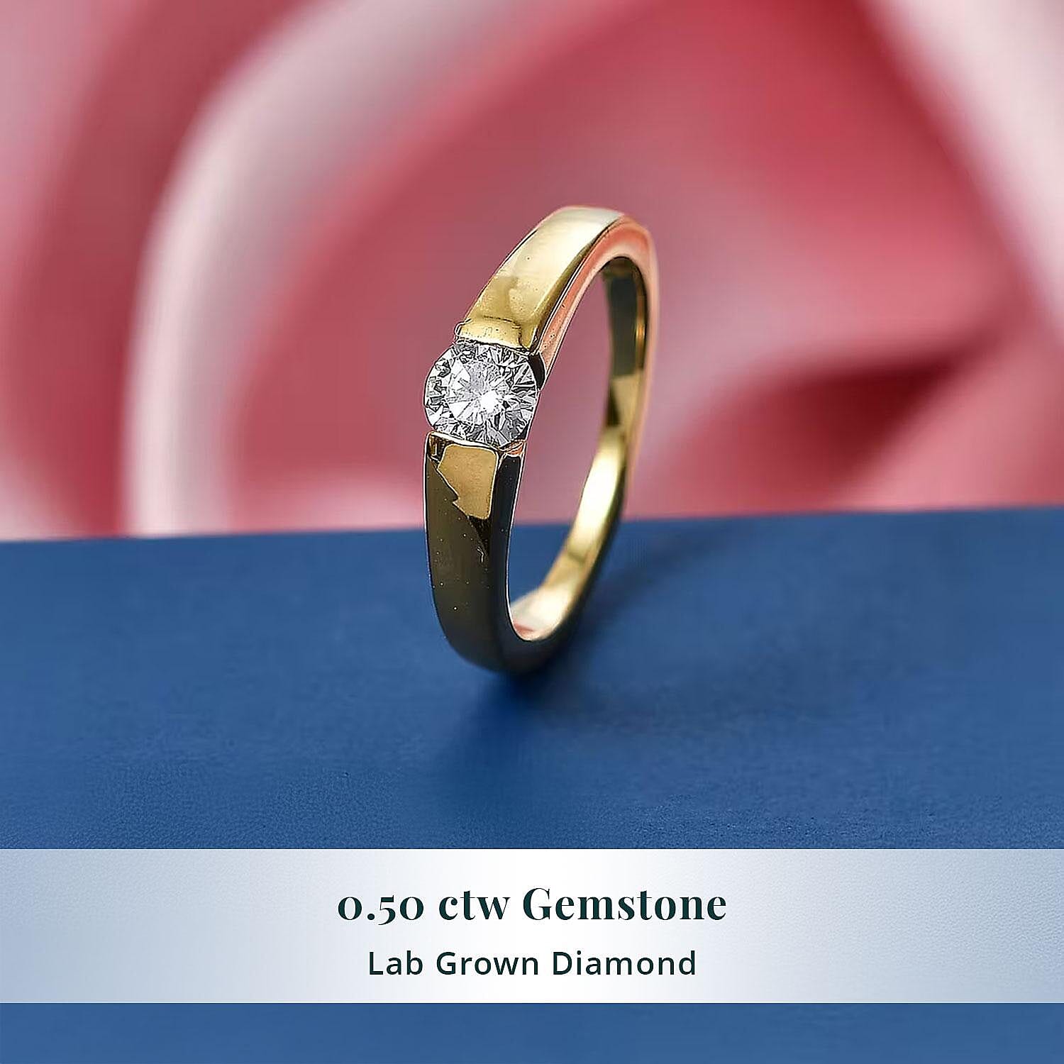 Luxuriant Lab Grown Diamond G-H SI 0.50 ctw Solitaire Ring in 18K Vermeil Yellow Gold Over Sterling Silver (Size 10.0)