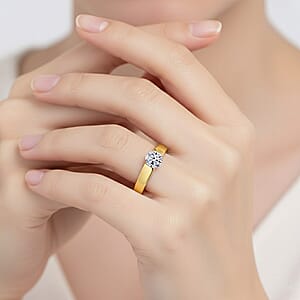 Luxuriant Lab Grown Diamond G-H SI 0.50 ctw Solitaire Ring in 18K Vermeil Yellow Gold Over Sterling Silver (Size  10) 0