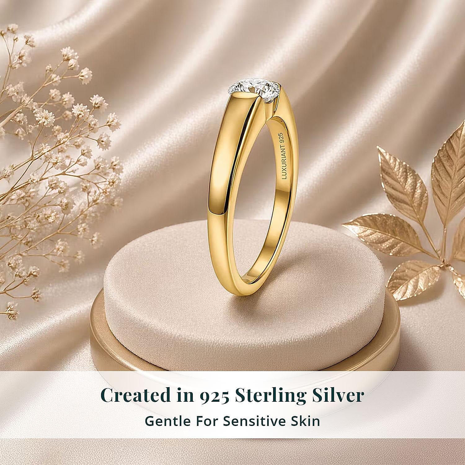 Luxuriant Lab Grown Diamond G-H SI 0.50 ctw Solitaire Ring in 18K Vermeil Yellow Gold Over Sterling Silver (Size 10.0)