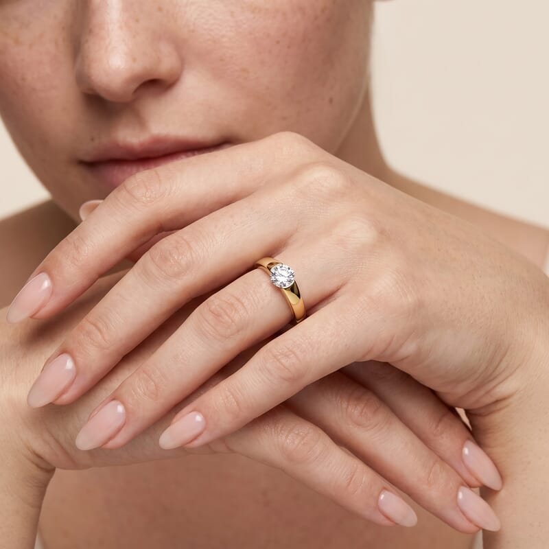 Luxuriant Lab Grown Diamond G-H SI 0.50 ctw Solitaire Ring in 18K Vermeil Yellow Gold Over Sterling Silver (Size 10.0)
