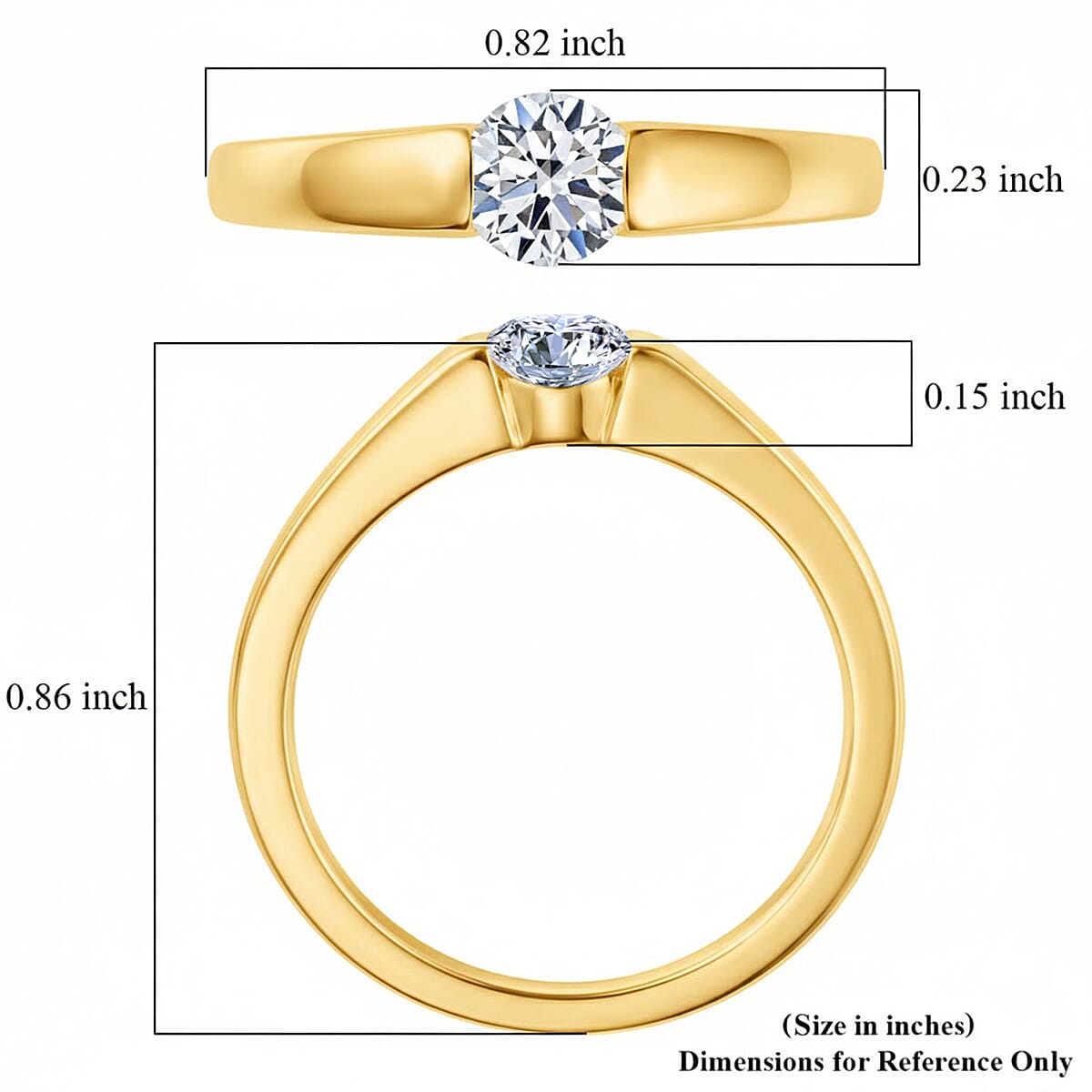 Luxuriant Lab Grown Diamond (G-H, SI) Solitaire Ring in 18K Vermeil YG Over Sterling Silver (Size 10.0) 0.50 ctw image number 5