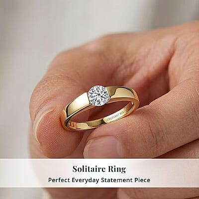 Luxuriant Lab Grown Diamond G-H SI 0.50 ctw Solitaire Ring in 18K Vermeil Yellow Gold Over Sterling Silver (Size 10.0)