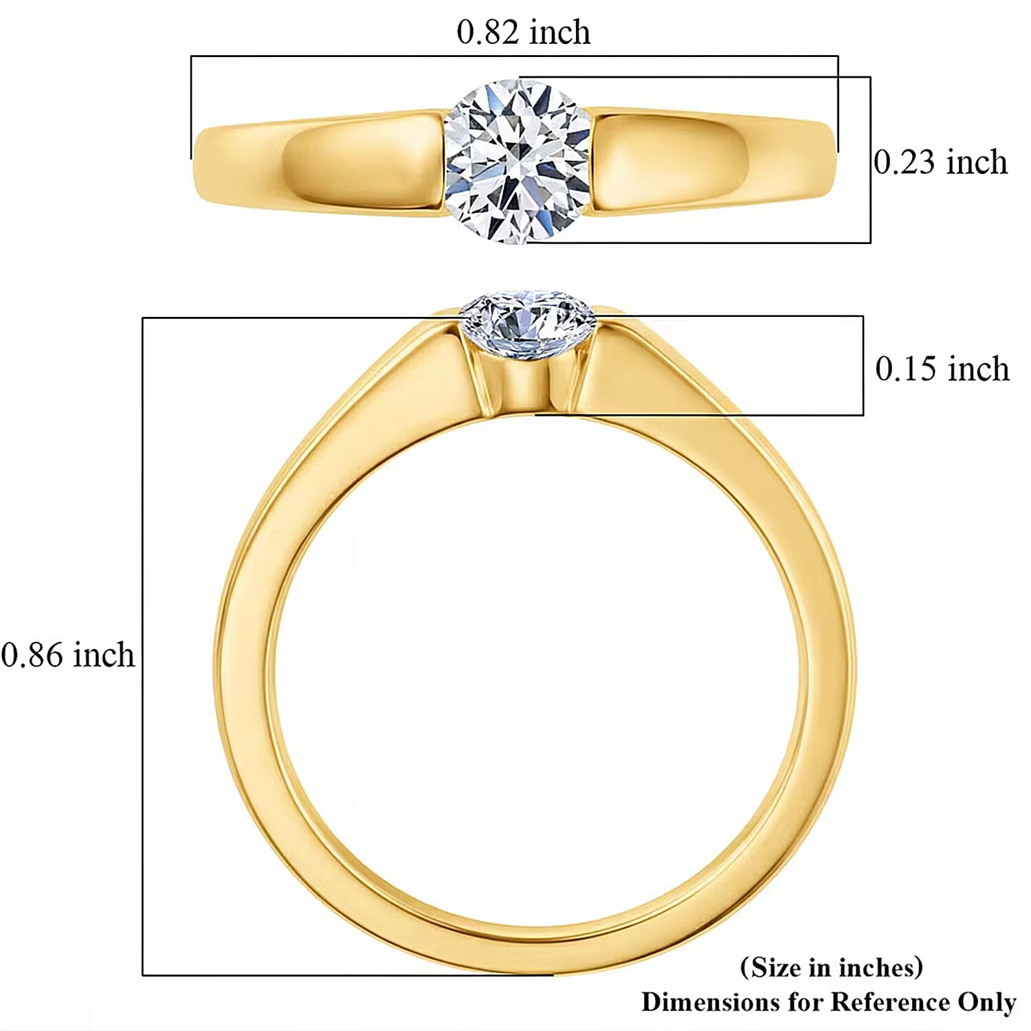 Luxuriant Lab Grown Diamond G-H SI 0.50 ctw Solitaire Ring in 18K Vermeil Yellow Gold Over Sterling Silver (Size 10.0)
