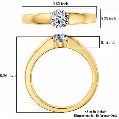 Luxuriant Lab Grown Diamond G-H SI 0.50 ctw Solitaire Ring in 18K Vermeil Yellow Gold Over Sterling Silver (Size 10.0)